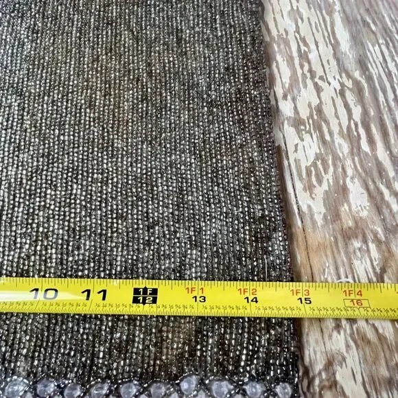 Vintage Heavy Beaded Table Runner Dining Decor 30”x 14 1/2” Bronze Gold Beading - Picture 15 of 16